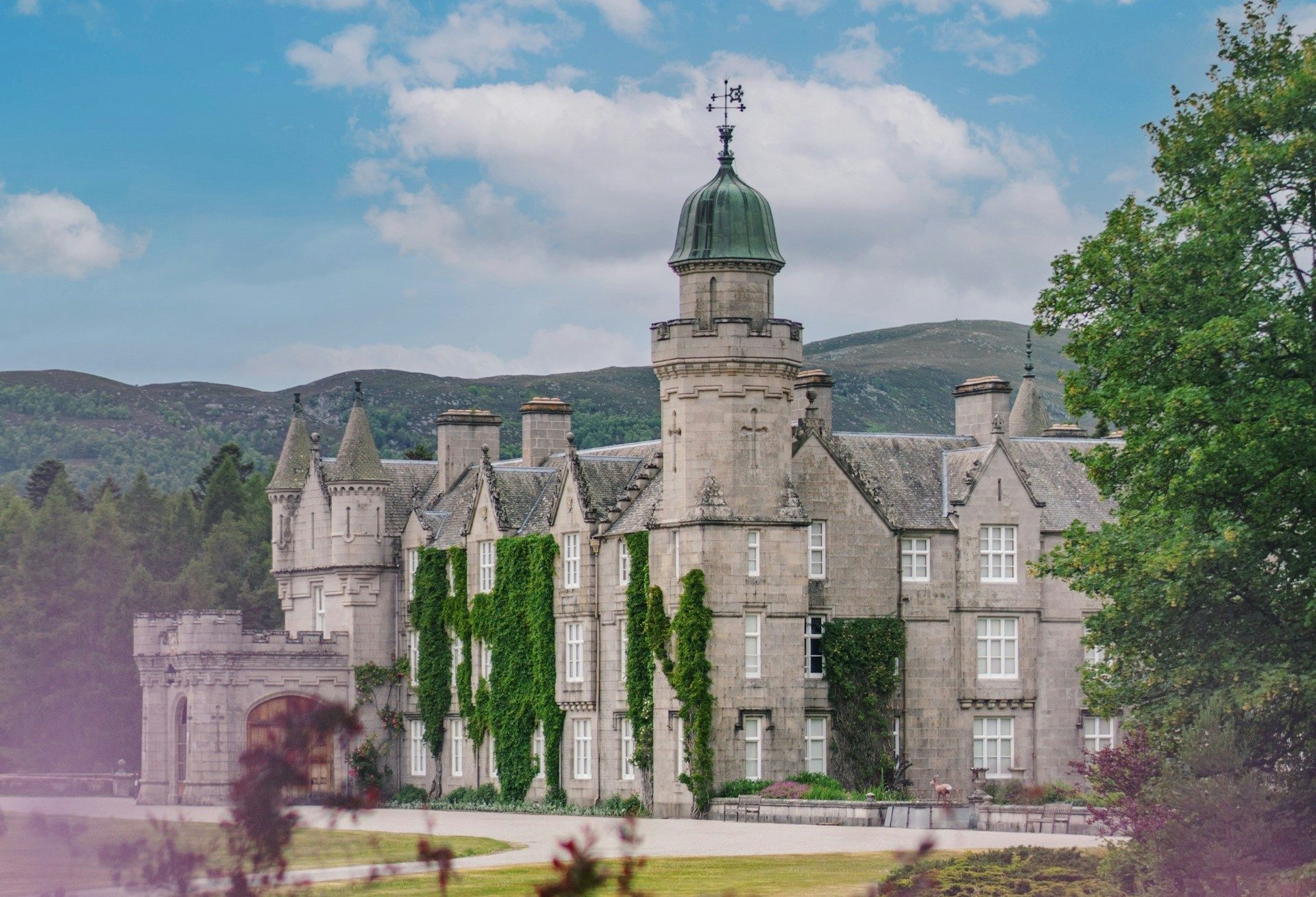 large castle with greenery