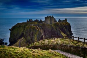 beautiful Scottish castle on a cliff edge