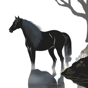 The Kelpie black horse generate using canva ai - caroline Weir