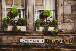 The Royal Mile street sign Edinburgh