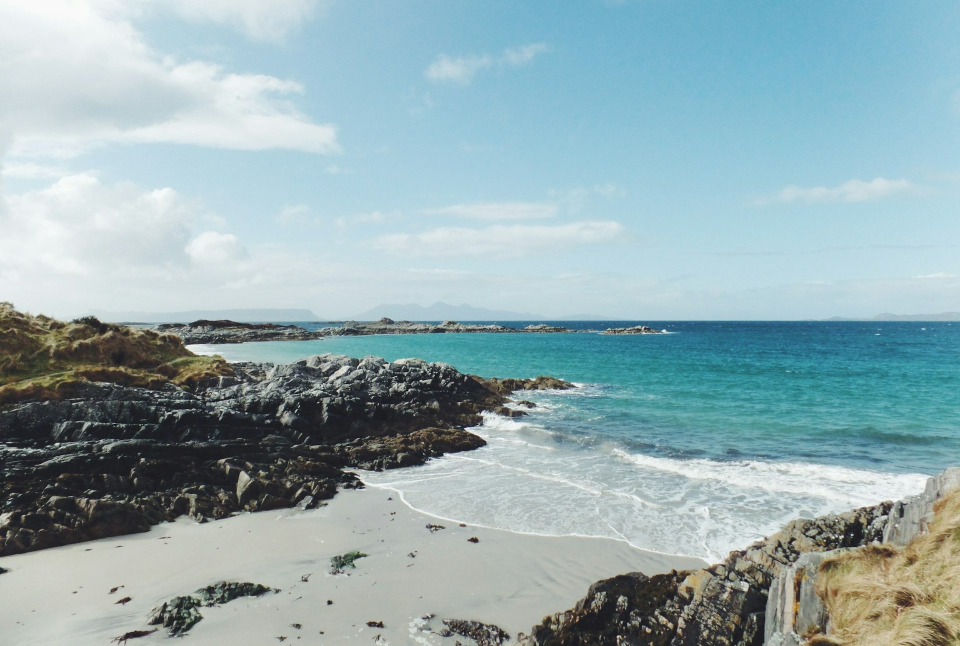 A beautiful scottish beach next to rocks