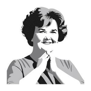 Ai Generated image of Susan Boyle the singer from Blackburn Scotland, created in Canva by Caroline Weir